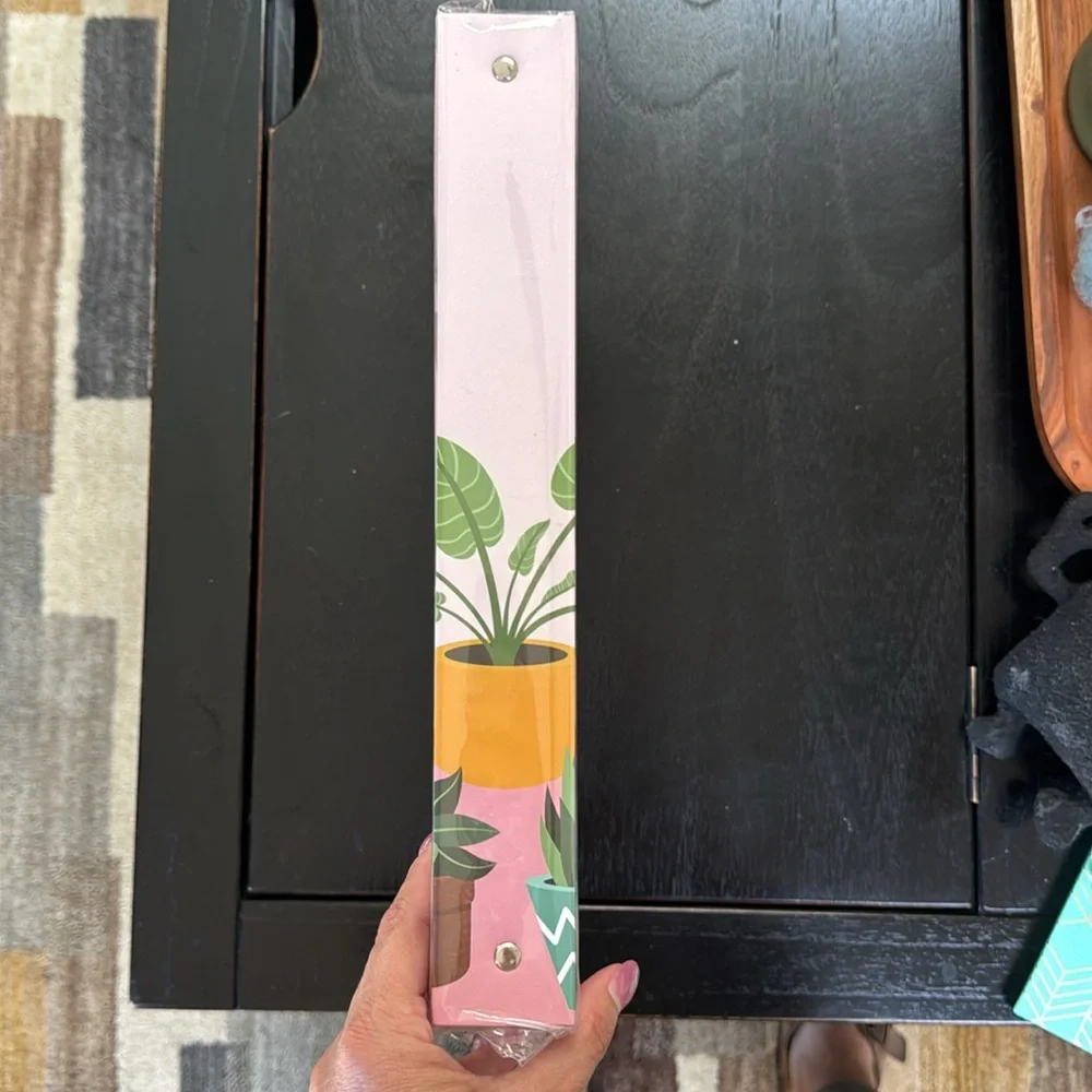 Pink Binder with Plant Design